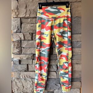 Women’s Camo Print Leggings in Yellow, Orange & Green